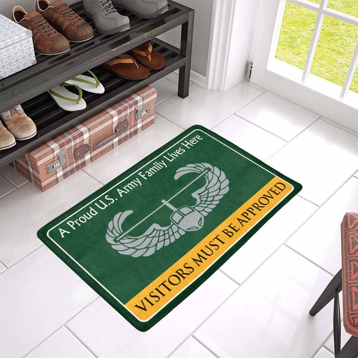 US Army Air Assault Wings Badge Family Doormat - Visitors must be approved Doormat (23.6 inches x 15.7 inches)-Doormat-Army-Branch-Veterans Nation