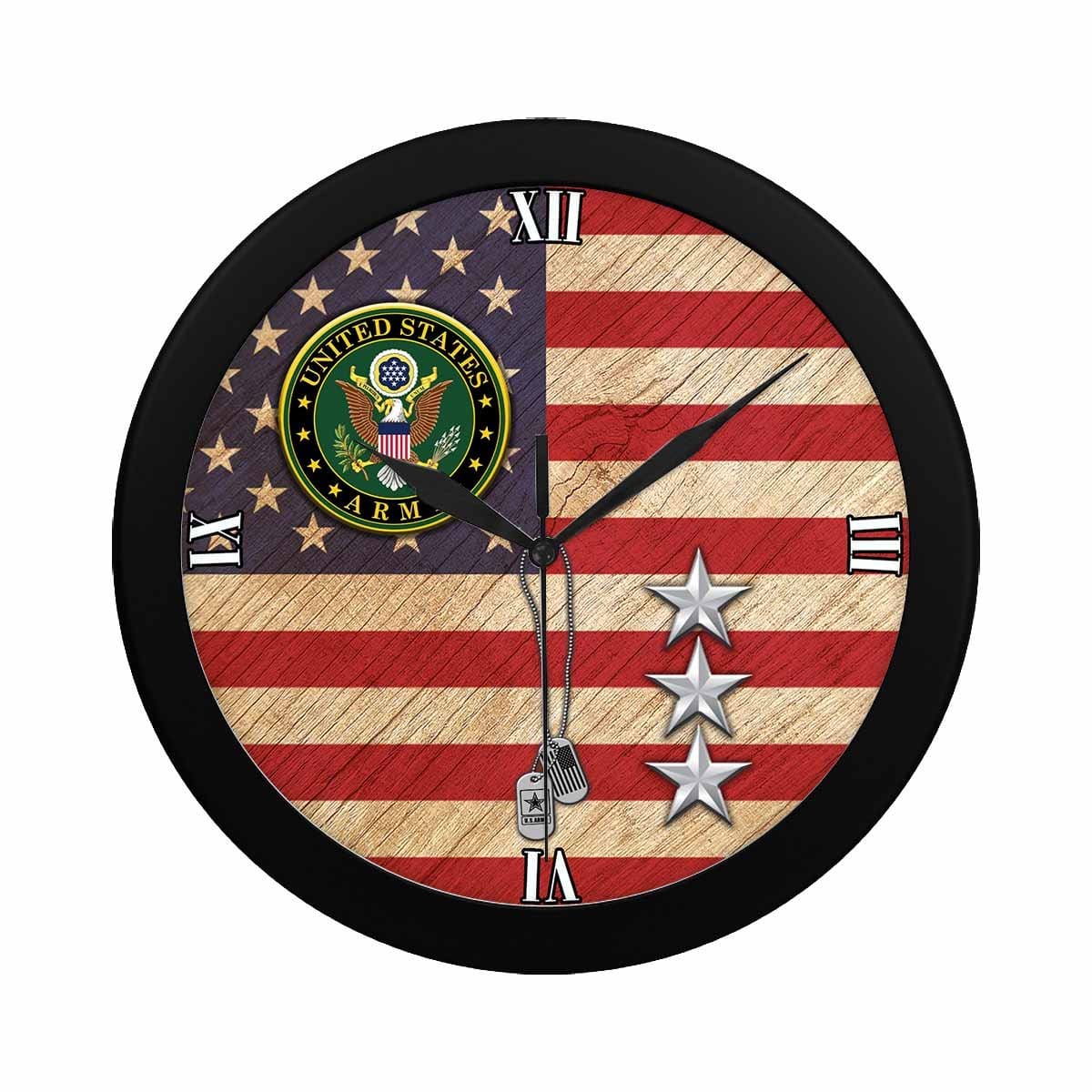 US Army O-9 Lieutenant General O9 LTG Wall Clock-WallClocks-Army-Ranks-Veterans Nation