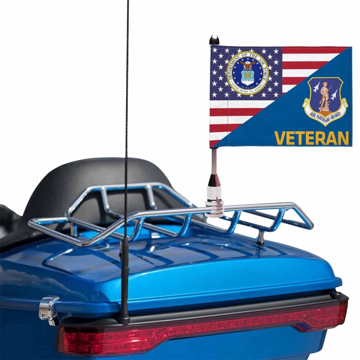 US Air Force Air National Guard Veteran Motorcycle Flag 9" x 6" Twin-Side Printing D01-MotorcycleFlag-USAF-Veterans Nation