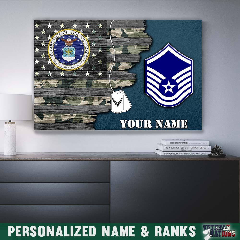 Personalized Canvas - U.S. Air Force Ranks - Personalized Name & Ranks-Canvas-Personalized-USAF-Ranks-Veterans Nation