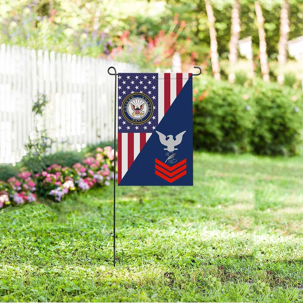 Navy Journalist Navy JO E-6 Red Stripe Garden Flag/Yard Flag 12 inches x 18 inches Twin-Side Printing-GDFlag-Navy-Rating-Veterans Nation