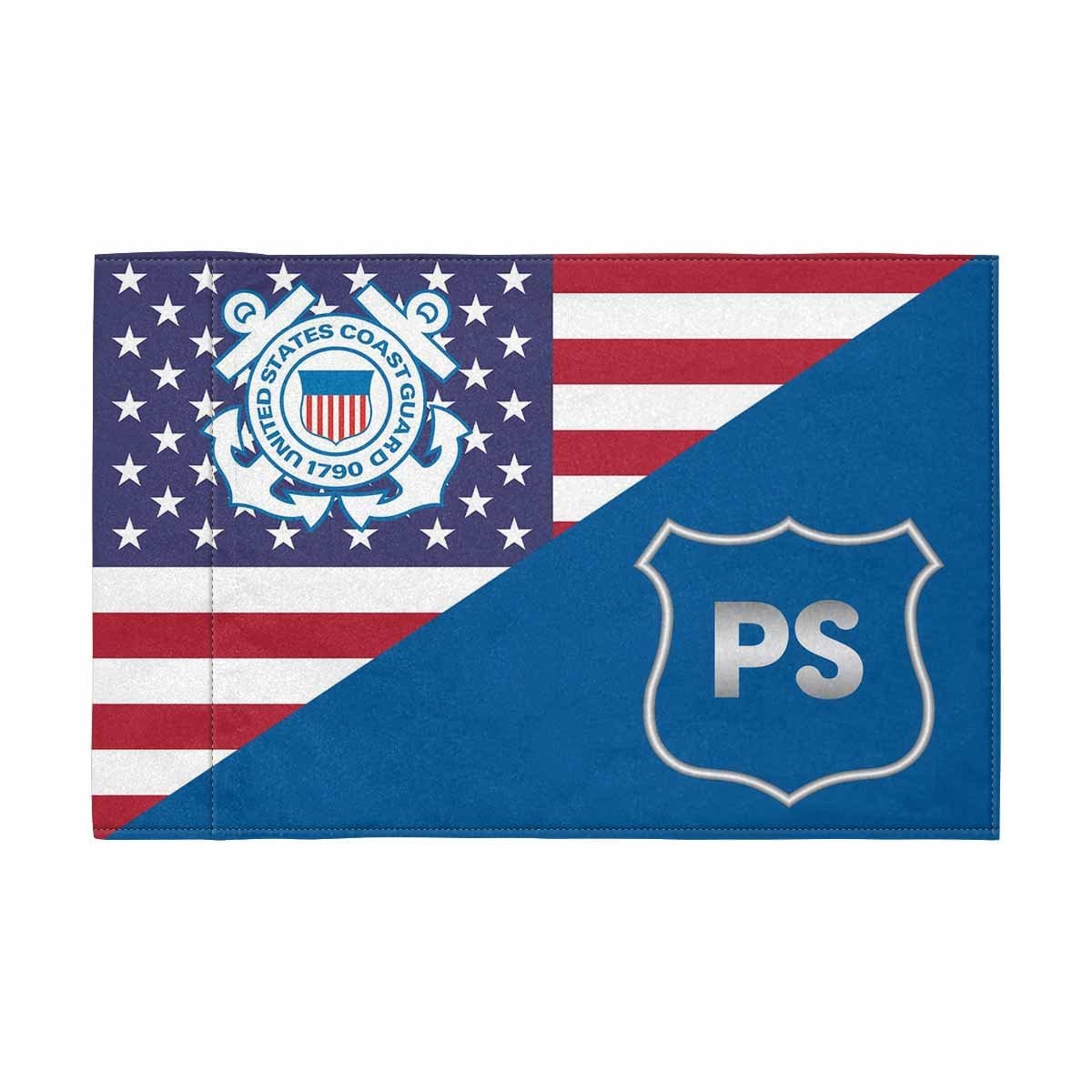 USCG PS Motorcycle Flag 9" x 6" Twin-Side Printing D01-MotorcycleFlag-USCG-Veterans Nation