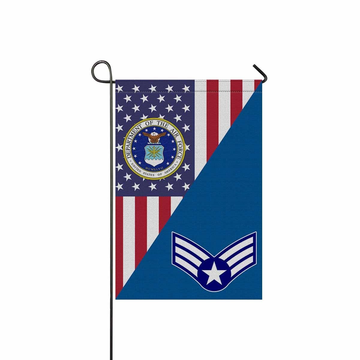 US Air Force E-4 Buckergeant Garden Flag/Yard Flag 12 inches x 18 inches Twin-Side Printing-GDFlag-USAF-Ranks-Veterans Nation