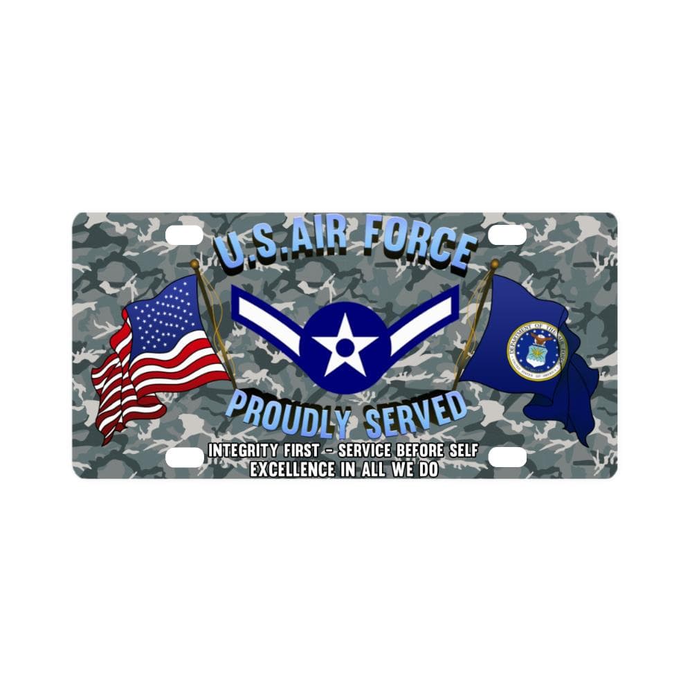 US Air Force E-2 Airman Amn E2 Enlisted Airman Cla Classic License Plate-LicensePlate-USAF-Ranks-Veterans Nation