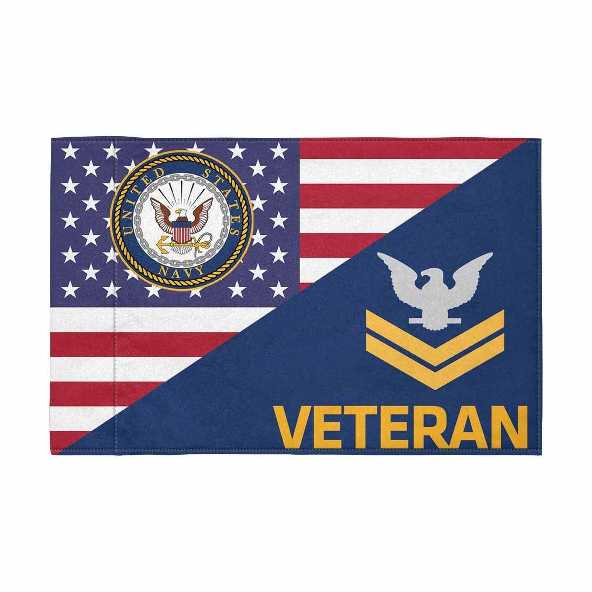 US Navy E-5 Gold Stripe Collar Device Veteran Motorcycle Flag 9" x 6" Twin-Side Printing D01-MotorcycleFlag-Navy-Veterans Nation