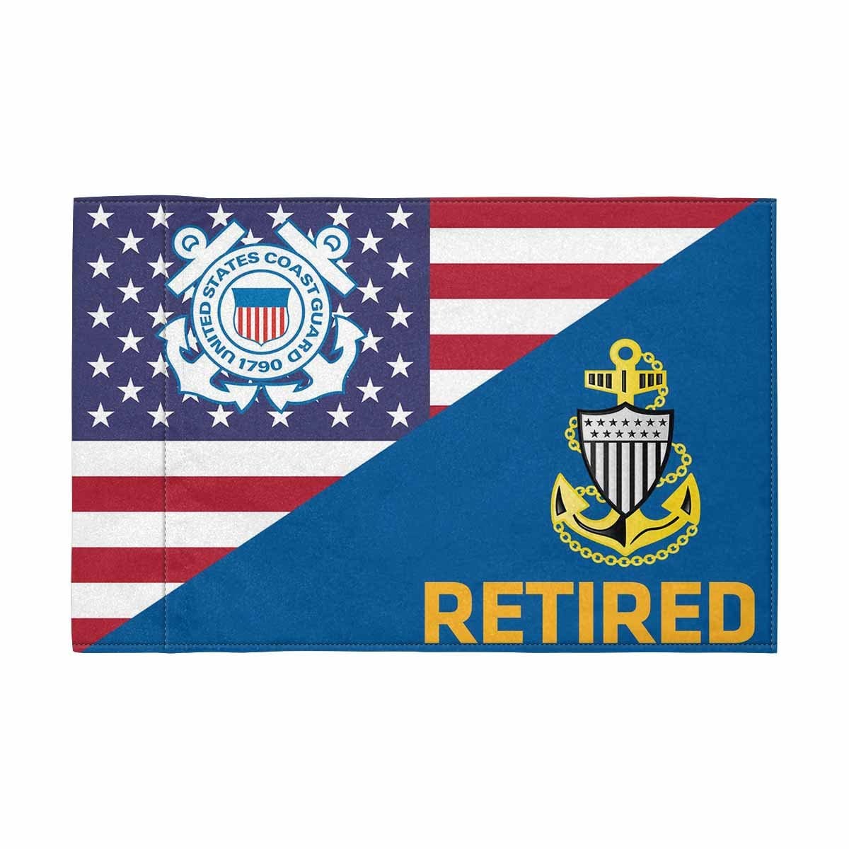 US Coast Guard E-7 Chief Petty Officer E7 CPO Chief Petty Officer Collar Device Retired Motorcycle Flag 9" x 6" Twin-Side Printing D01-MotorcycleFlag-USCG-Veterans Nation