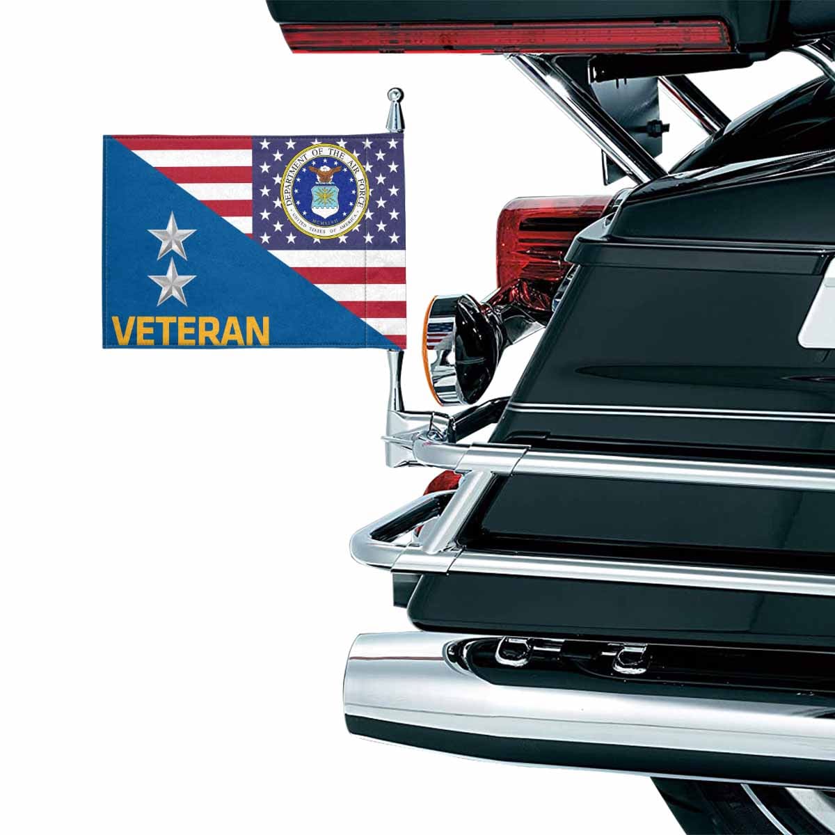 US Air Force O-8 Veteran Motorcycle Flag 9" x 6" Twin-Side Printing D01-MotorcycleFlag-USAF-Veterans Nation