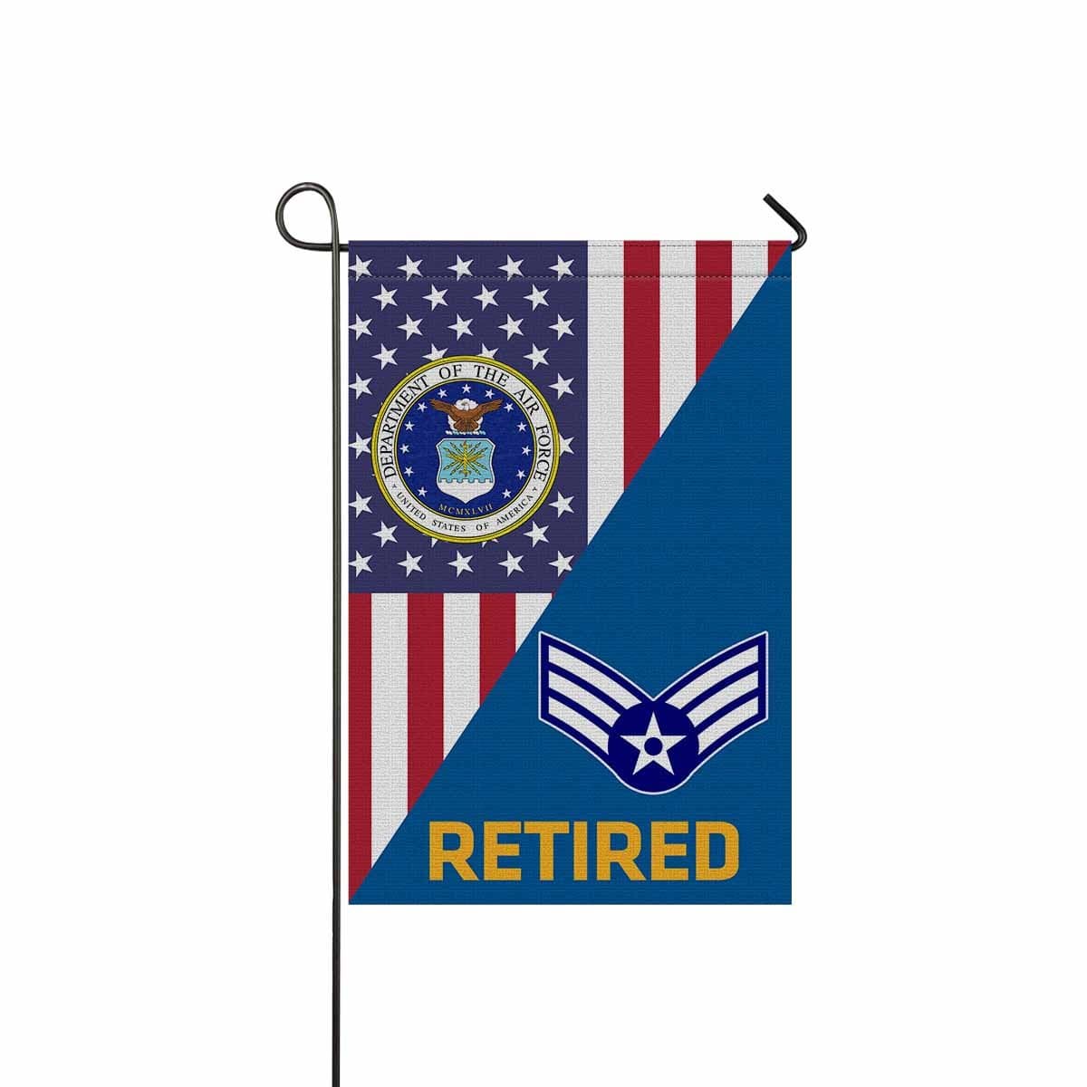 US Air Force E-4 Senior Airman SrA E4 Enlisted Airman Retired Garden Flag/Yard Flag 12 inches x 18 inches Twin-Side Printing-GDFlag-USAF-Ranks-Veterans Nation