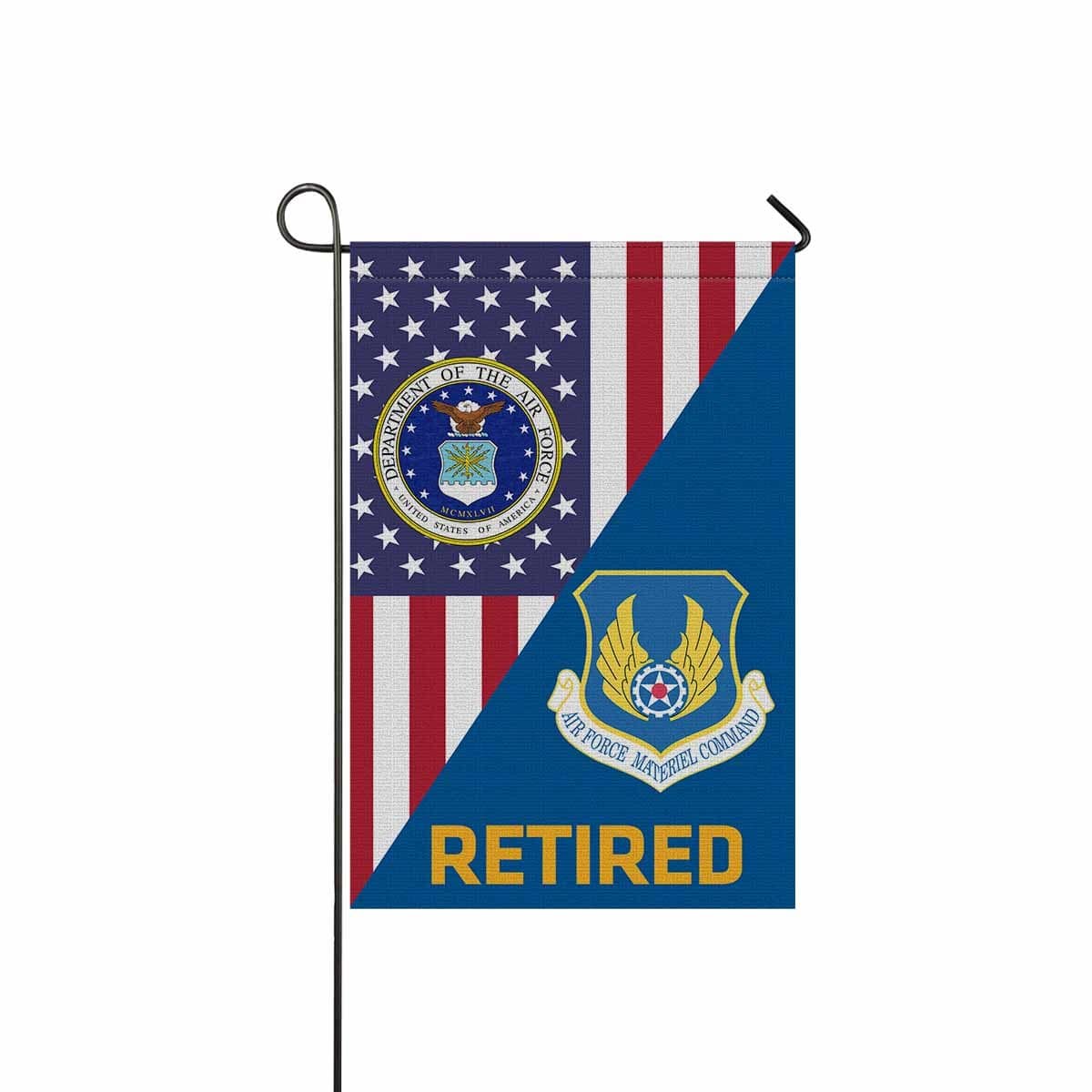 US Air Force Materiel Command Retired Garden Flag/Yard Flag 12 inches x 18 inches Twin-Side Printing-GDFlag-USAF-Shield-Veterans Nation
