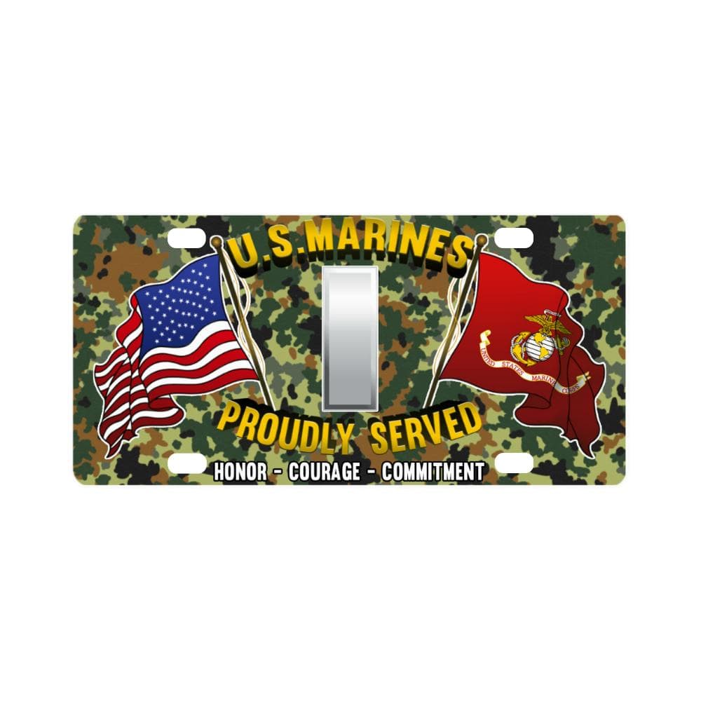 USMC O-2 First Lieutenant O2 1stLt USMC O2 Commiss Classic License Plate-LicensePlate-USMC-Ranks-Veterans Nation