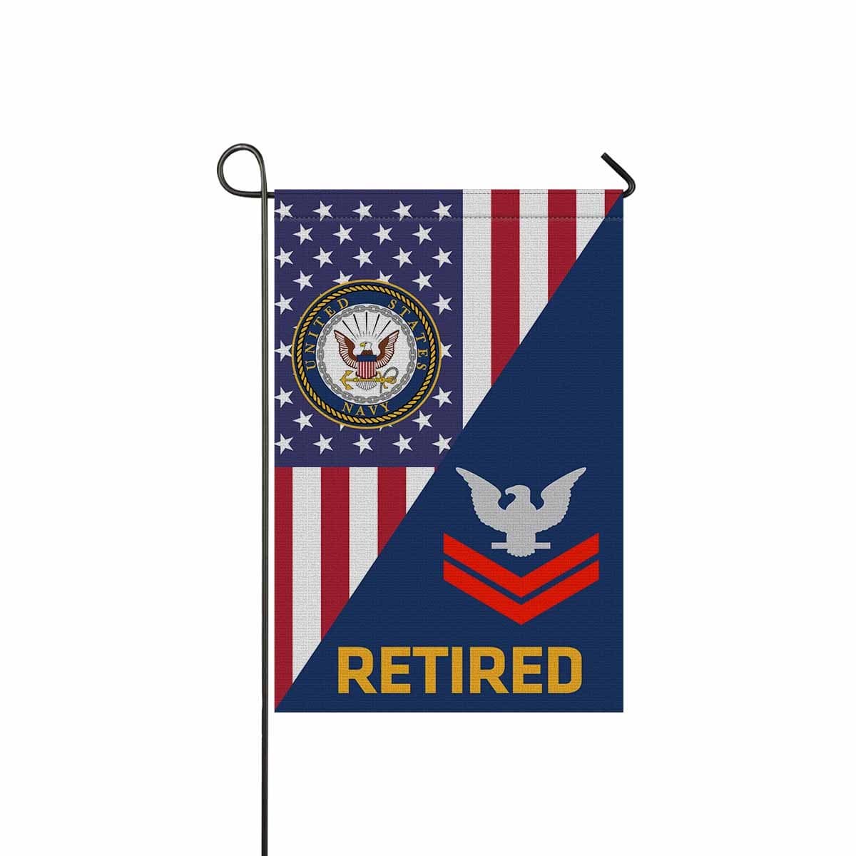 US Navy E-5 Petty Officer Second Class E5 PO2 Collar Device Retired Garden Flag/Yard Flag 12 inches x 18 inches Twin-Side Printing-GDFlag-Navy-Collar-Veterans Nation