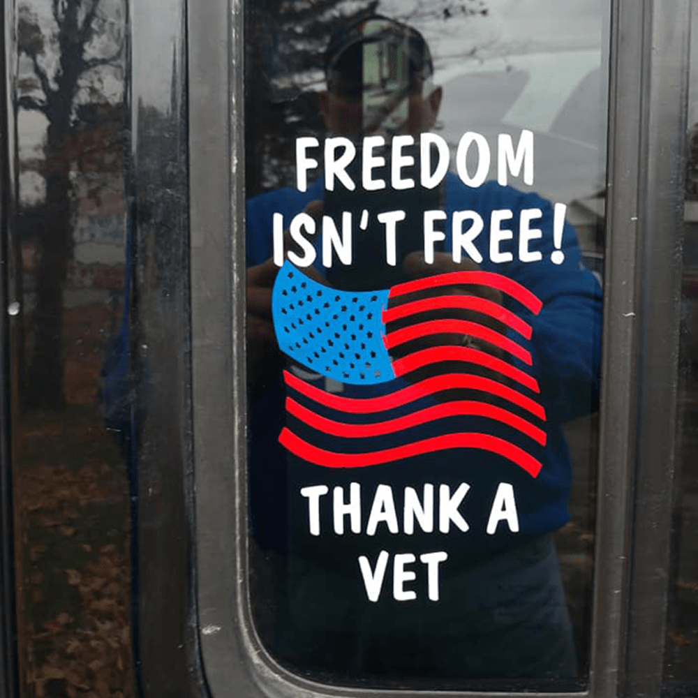 Freedom isn't free ! Thank a Vet Clear Stickers-Decal-General-Veterans Nation
