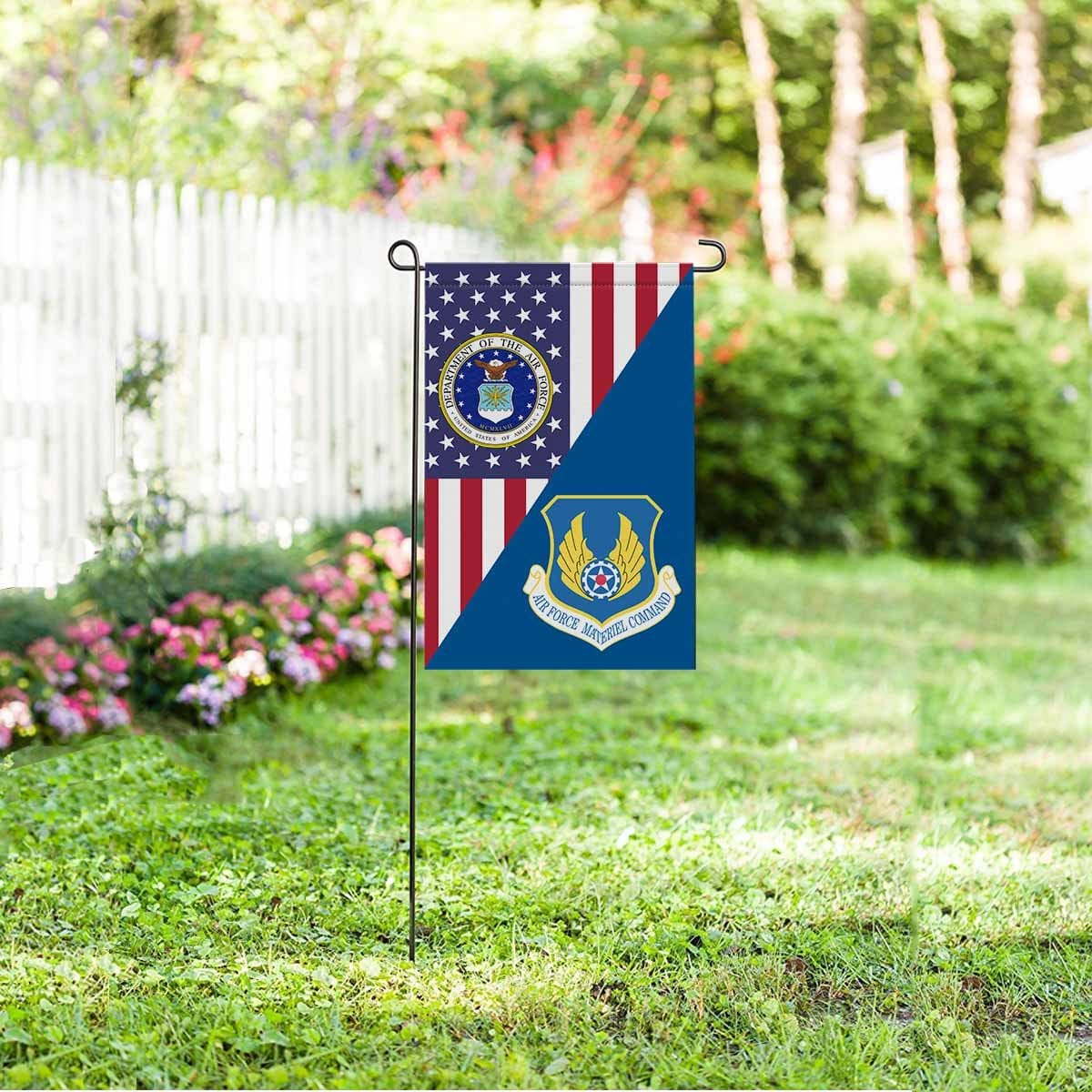 US Air Force Materiel Command Garden Flag/Yard Flag 12 inches x 18 inches Twin-Side Printing-GDFlag-USAF-Shield-Veterans Nation