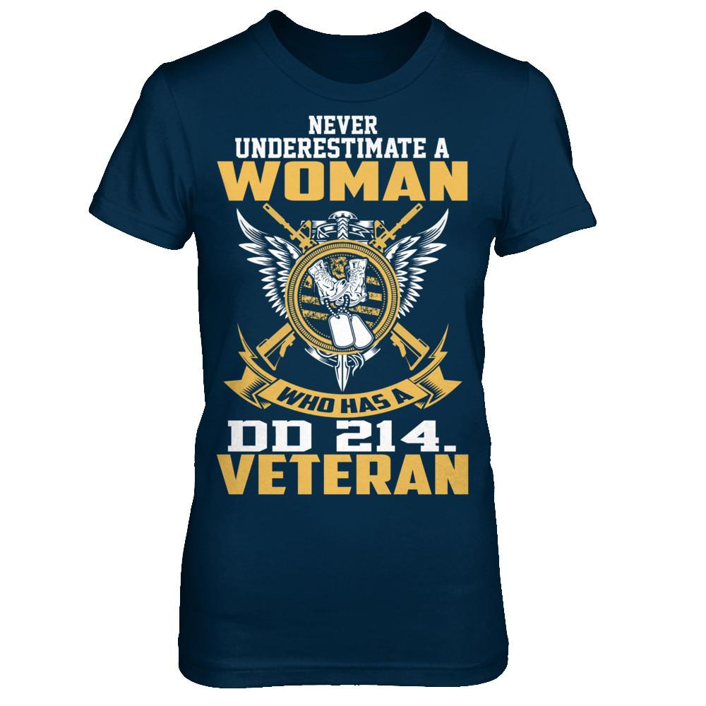 Military T-Shirt "Veteran - Woman With DD-214"-TShirt-General-Veterans Nation