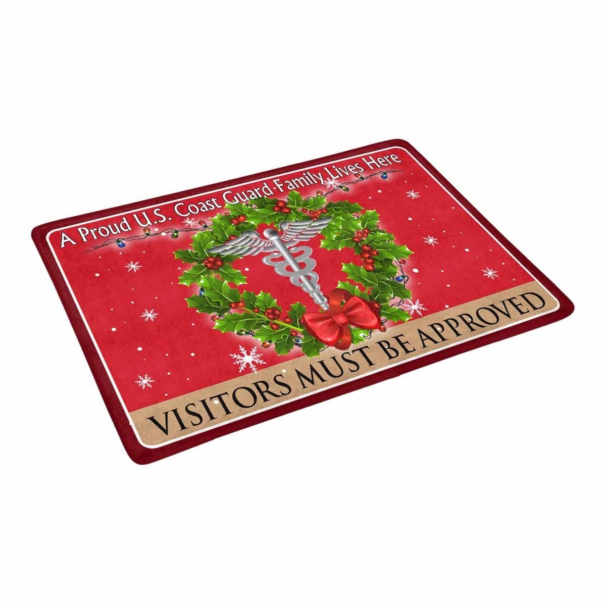 US Coast Guard Health Services Technician HS Logo - Visitors must be approved Christmas Doormat-Doormat-USCG-Rate-Veterans Nation