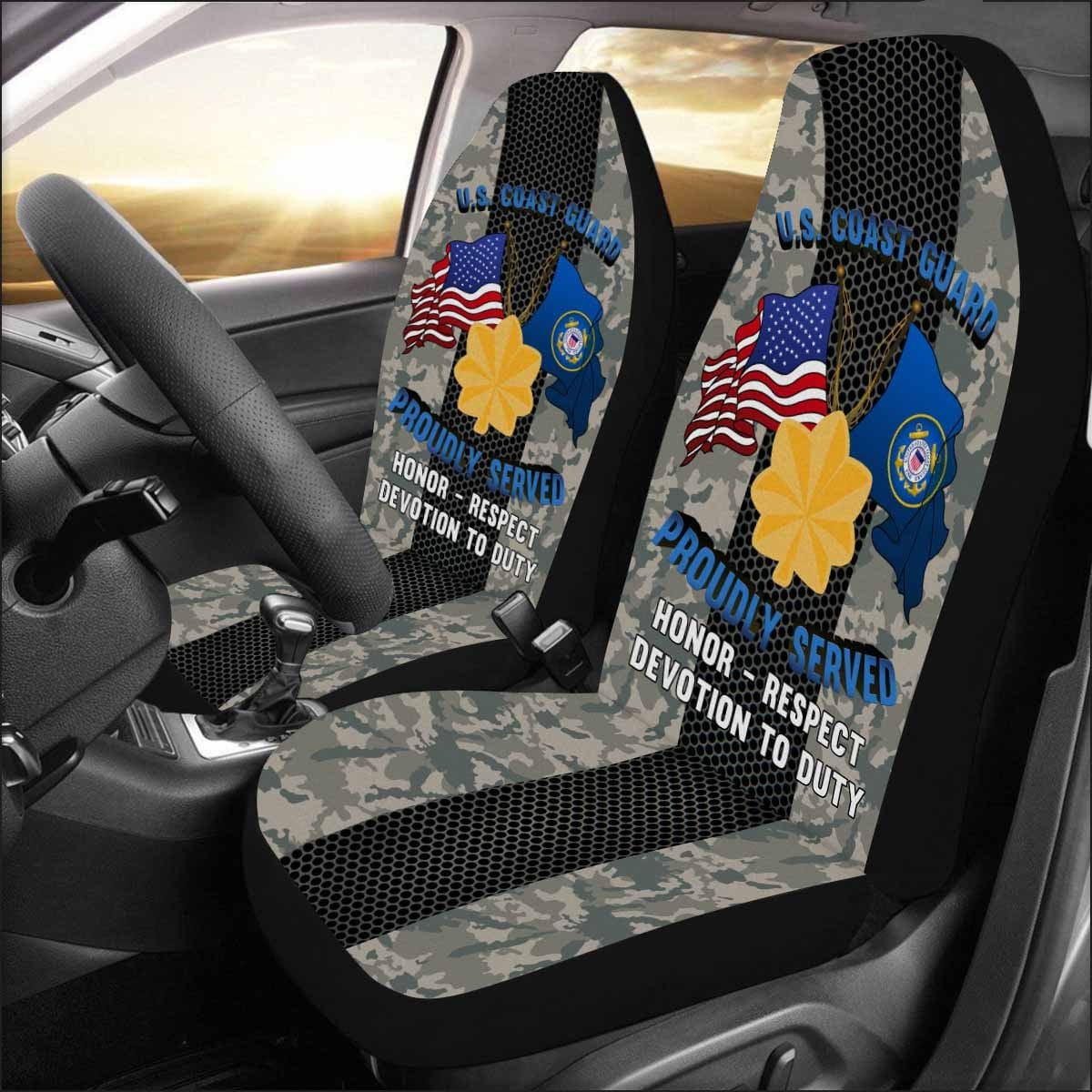 US Coast Guard O-4 Lieutenant Commander O4 LCDR Junior Officer Car Seat Covers (Set of 2)-SeatCovers-USCG-Officer-Veterans Nation
