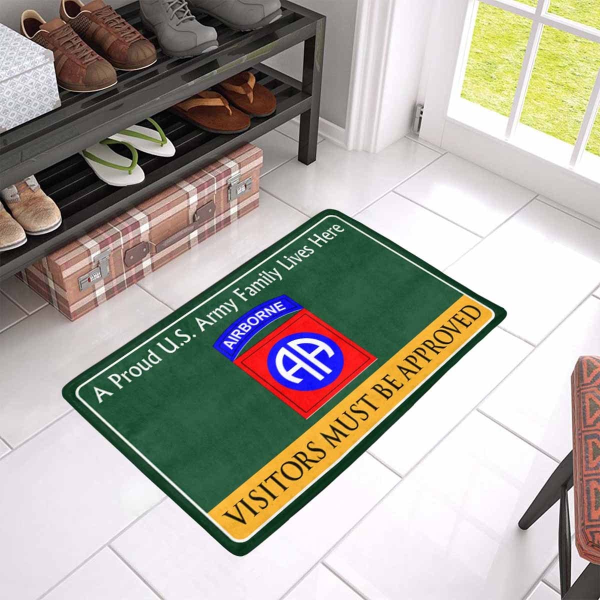 US Army 82nd Airborne Family Doormat - Visitors must be approved (23,6 inches x 15,7 inches)-Doormat-Army-CSIB-Veterans Nation