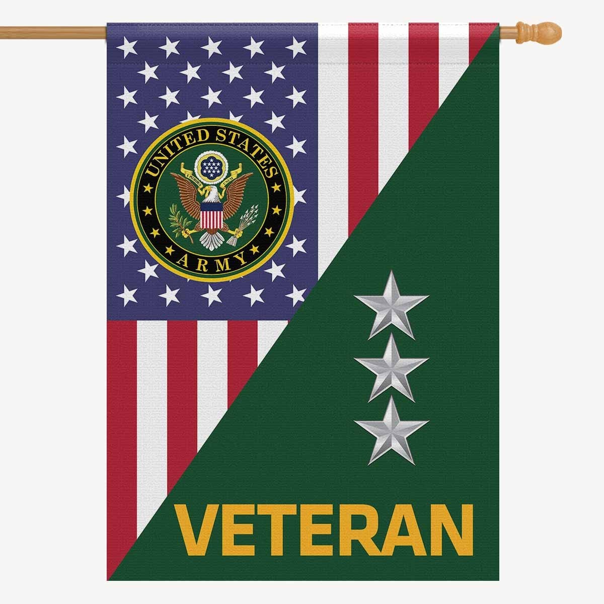 US Army O-9 Lieutenant General O9 LTG Veteran House Flag 28 Inch x 40 Inch 2-Side Printing-HouseFlag-Army-Ranks-Veterans Nation