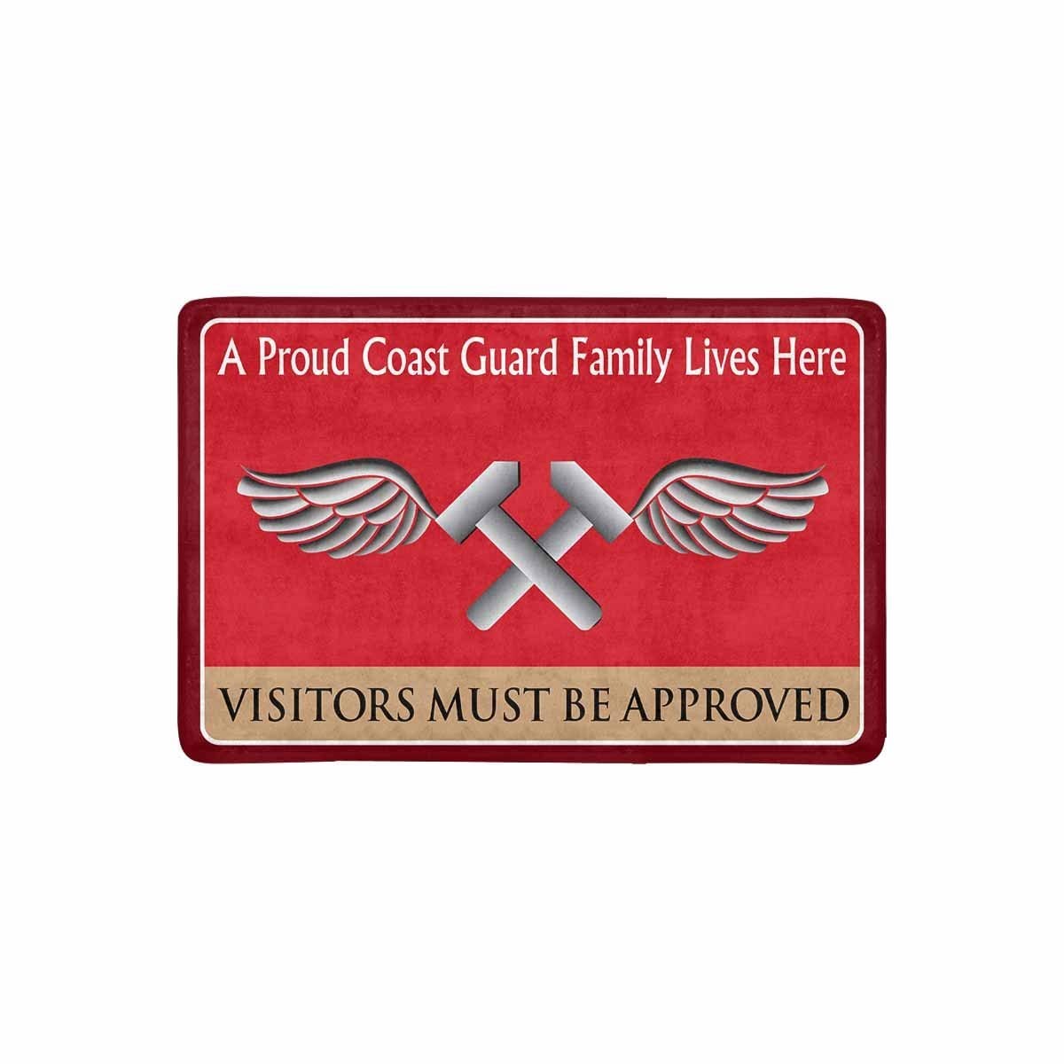 US Coast Guard Aviation Metalsmith AM Logo Family Doormat - Visitors must be approved (23.6 inches x 15.7 inches)-Doormat-USCG-Rate-Veterans Nation
