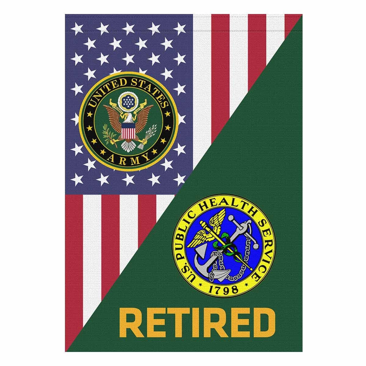 US Army Public Health Service Retired House Flag 28 Inch x 40 Inch Twin-Side Printing-HouseFlag-Army-Branch-Veterans Nation