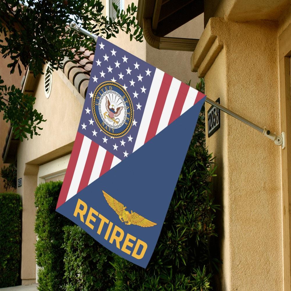 US Navy Naval Astronaut Flight Officer Retired House Flag 28 inches x 40 inches Twin-Side Printing-HouseFlag-Navy-Badge-Veterans Nation