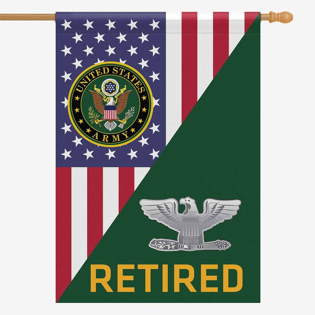 US Army O-6 Colonel O6 COL Retired House Flag 28 Inch x 40 Inch 2-Side Printing-HouseFlag-Army-Ranks-Veterans Nation