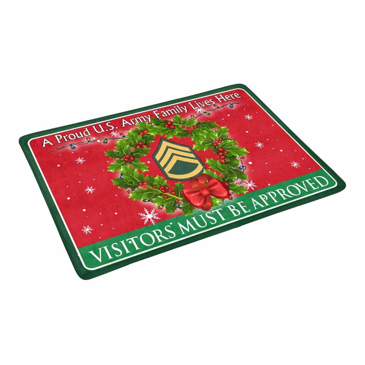 US Army E-6 Staff Sergeant E6 SSG Noncommissioned Officer Ranks - Visitors must be approved Christmas Doormat-Doormat-Army-Ranks-Veterans Nation