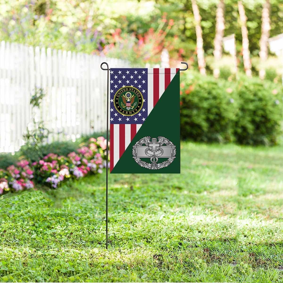 US Army Combat Badge Isnignia With America Flag Garden Flag/Yard Flag 12 Inch x 18 Inch Twin-Side Printing-GDFlag-Army-Veterans Nation
