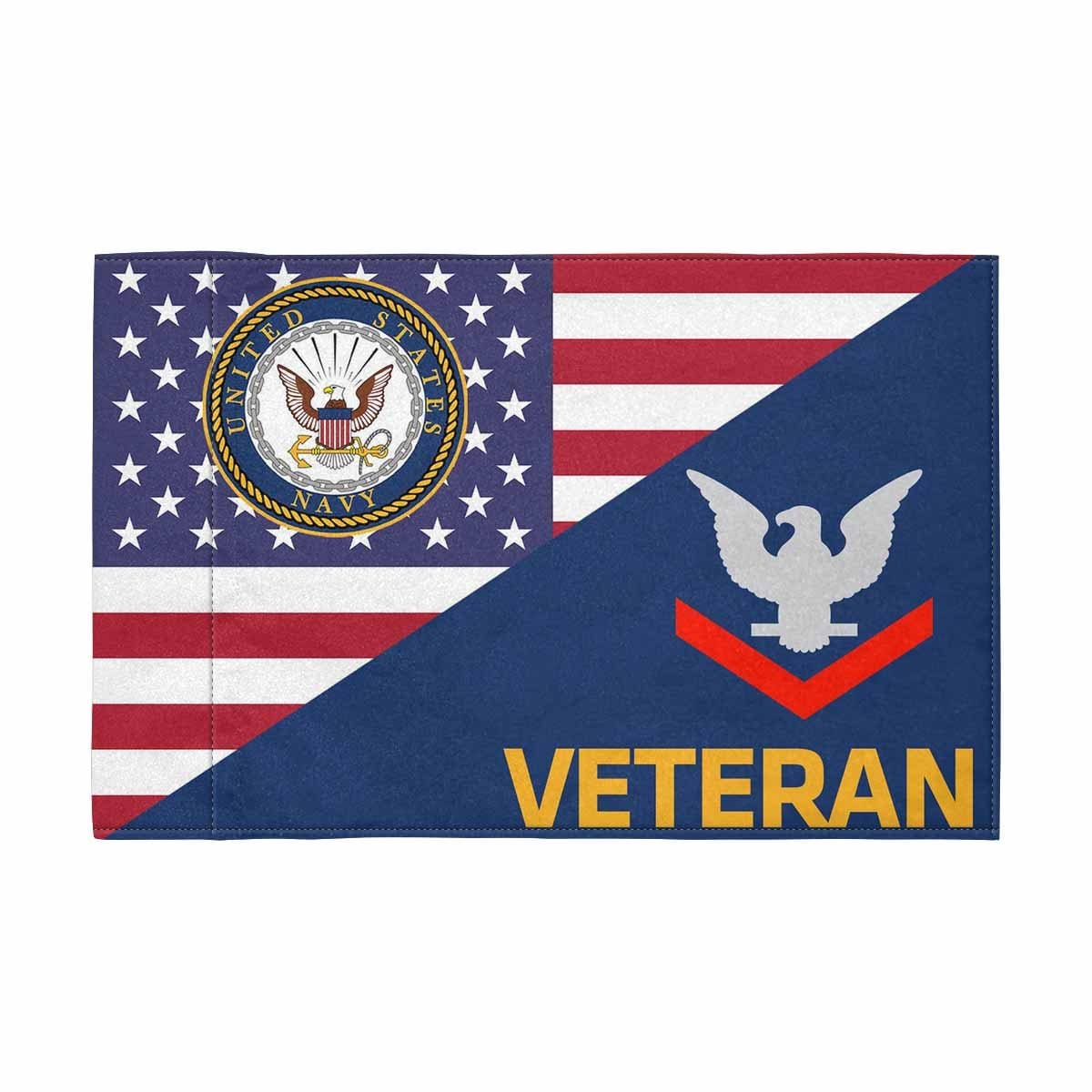 US Navy E-4 Collar Device Veteran Motorcycle Flag 9" x 6" Twin-Side Printing D01-MotorcycleFlag-Navy-Veterans Nation