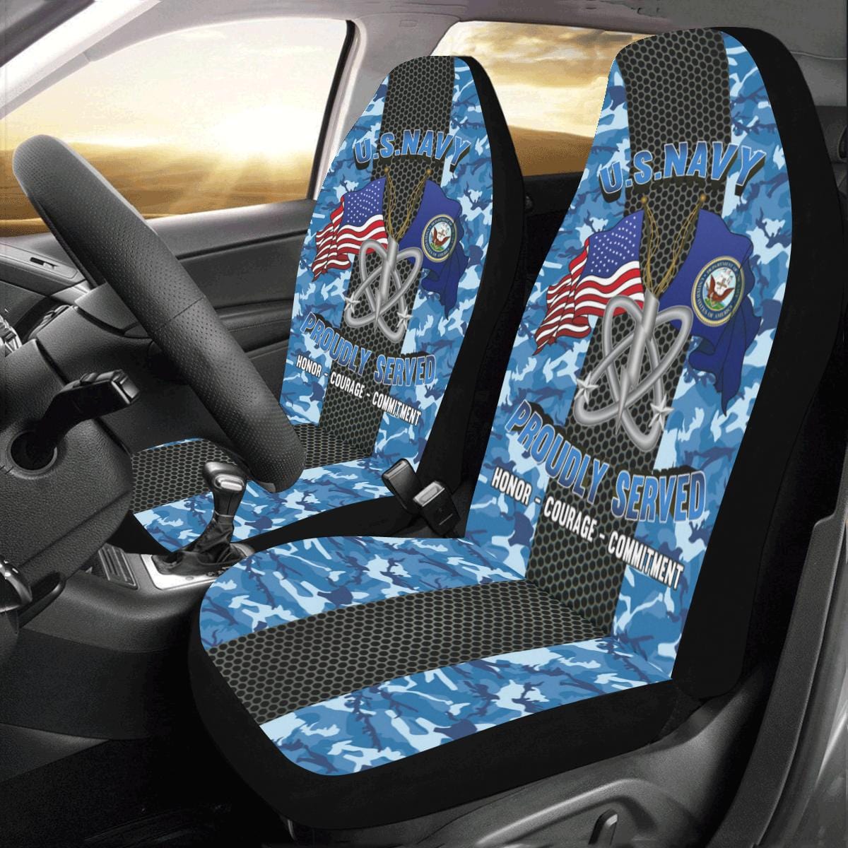 Navy Electronics Warfare Technician Navy EW Car Seat Covers (Set of 2)-SeatCovers-Navy-Rate-Veterans Nation