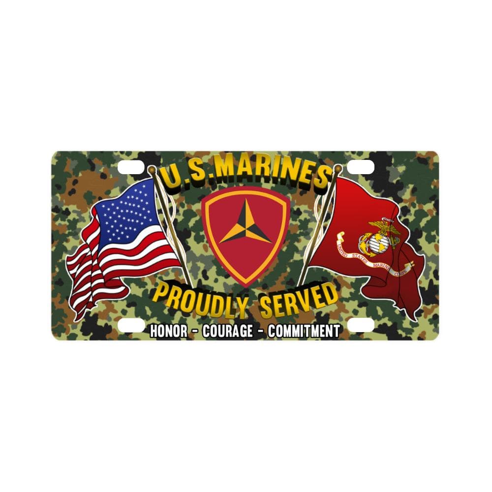 US Marine Corps 3rd Division Classic License Plate Classic License Plate-LicensePlate-USMC-Division-Veterans Nation