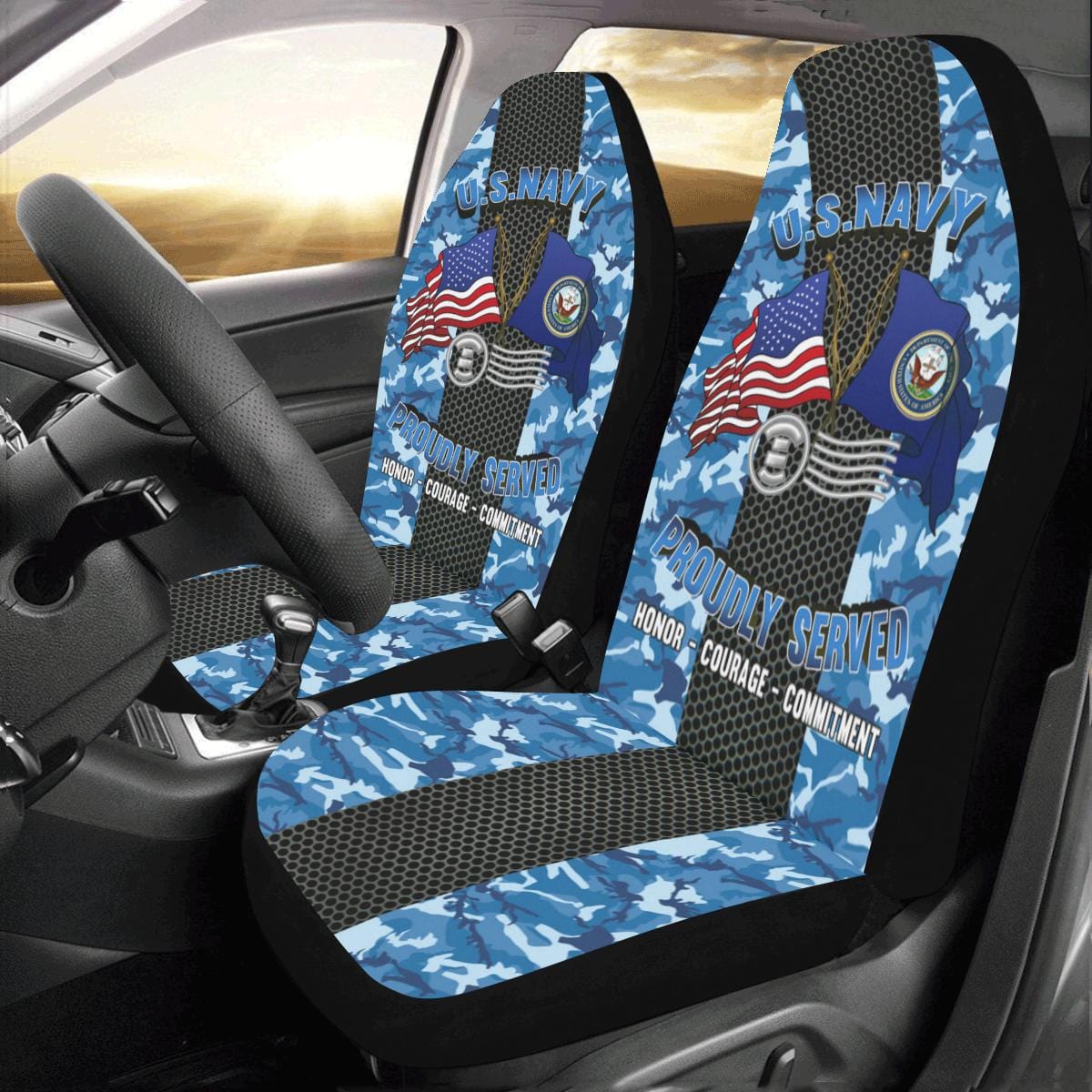 Navy Postal Clerk Navy PC Car Seat Covers (Set of 2)-SeatCovers-Navy-Rate-Veterans Nation