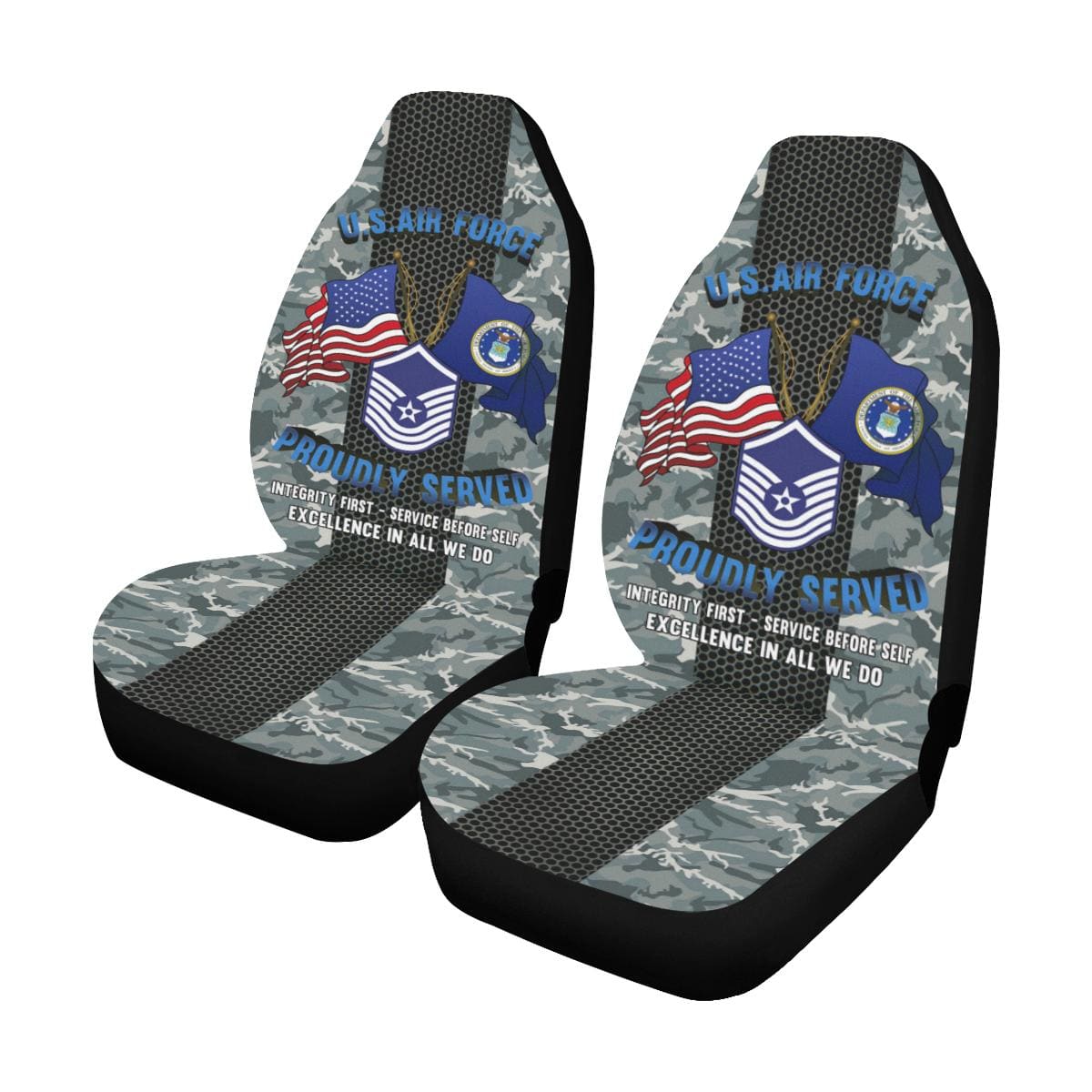 US Air Force E-8 Senior Master Sergeant SMSgt E8 Old Style - Car Seat Covers Car Seat Covers (Set of 2)-SeatCovers-USAF-Ranks-Veterans Nation
