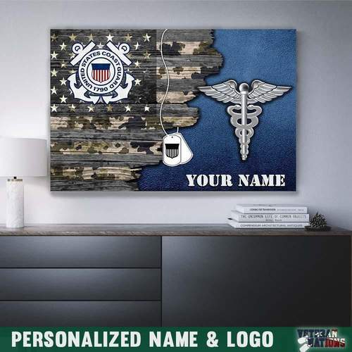 Personalized Canvas - USA Flag with Military Insignia - Personalized Logo/Insignia and Text-Canvas-Personalized-AllBranch-Veterans Nation