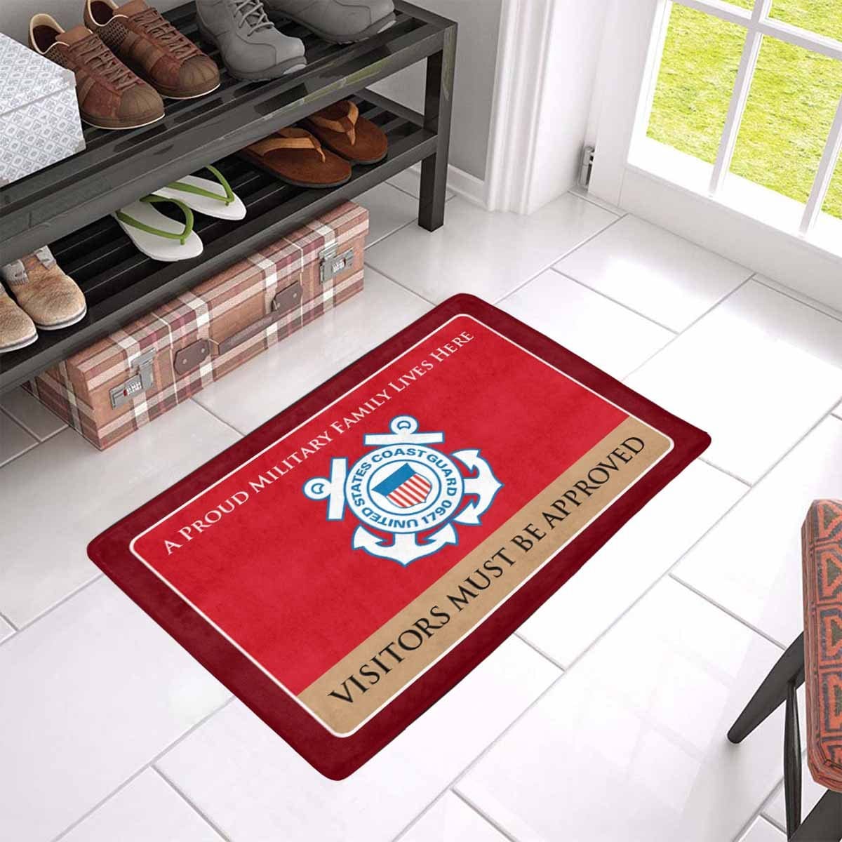 Proud Military Family USCG Doormat - Visitors must be approved-Doormat-USCG-Logo-Veterans Nation