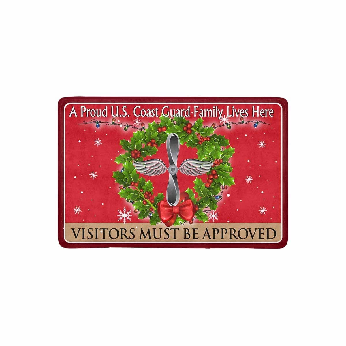 US Coast Guard Aviation Maintenance Technician AMT Logo - Visitors must be approved Christmas Doormat-Doormat-USCG-Rate-Veterans Nation