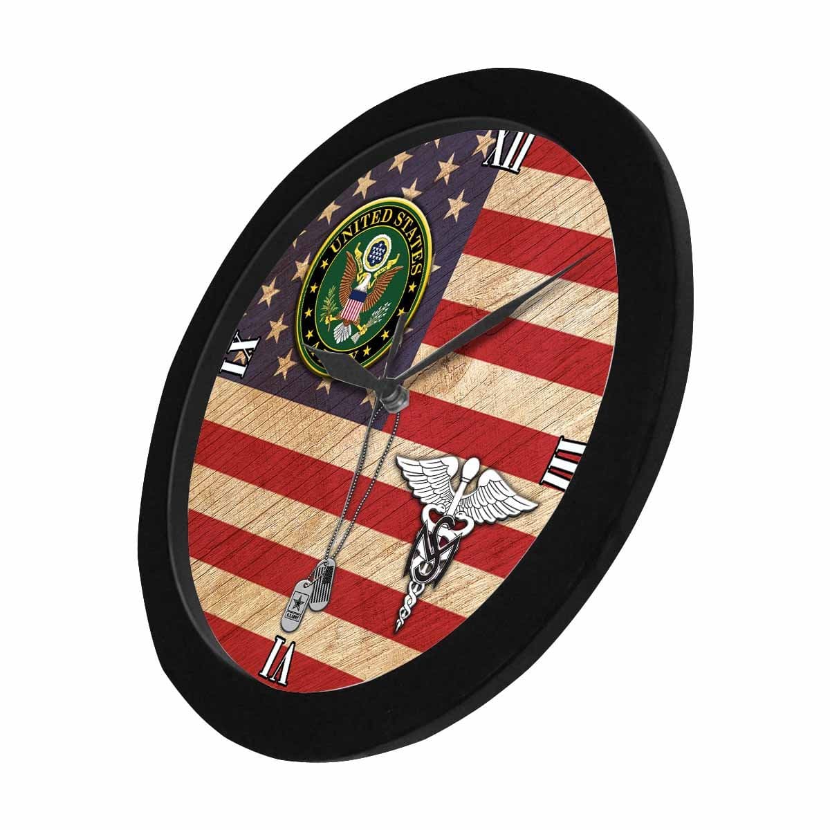 US Army Medical Service Corps Black Wall Clock-WallClocks-Army-Branch-Veterans Nation