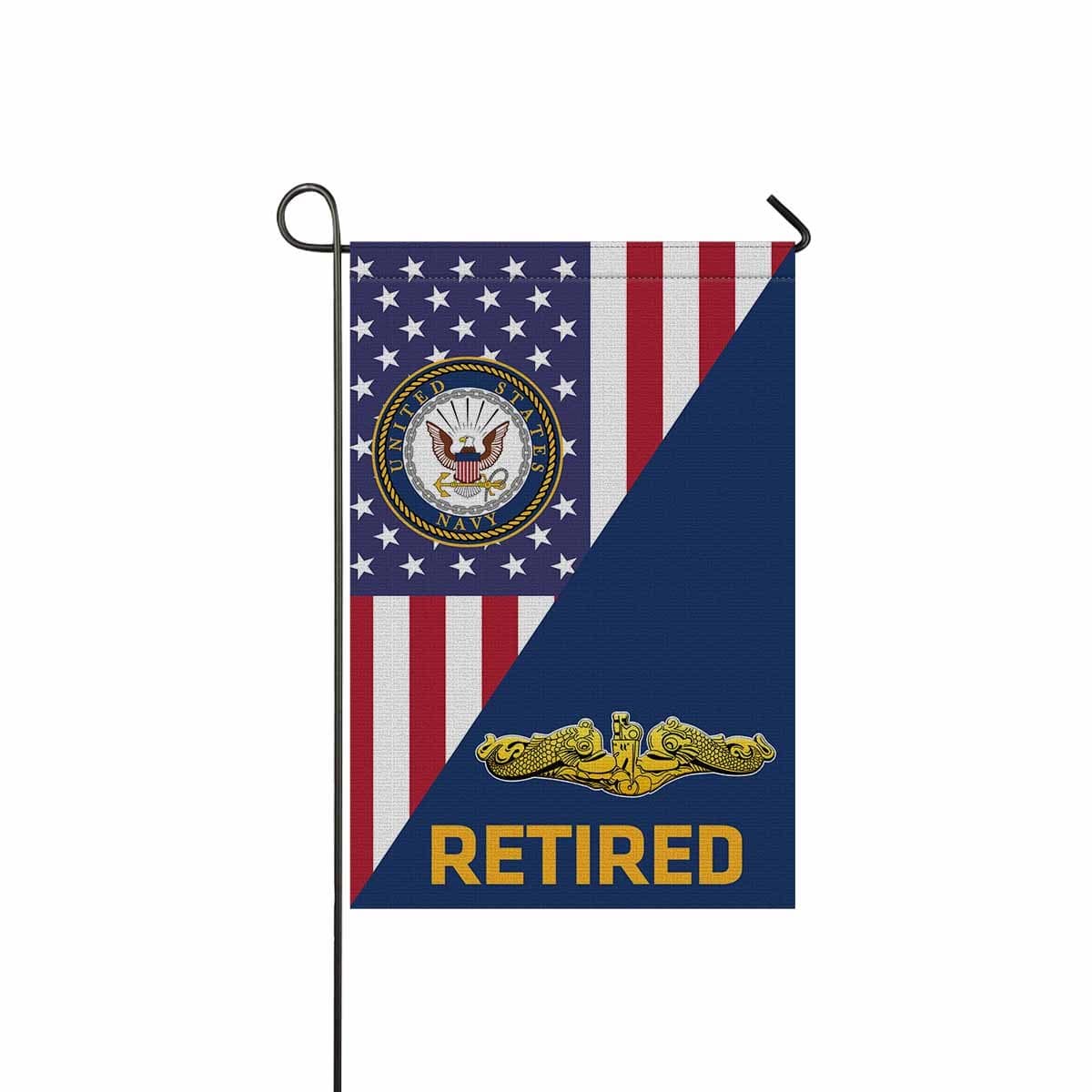 US Navy Submarine Officer Retired Garden Flag/Yard Flag 12 inches x 18 inches Twin-Side Printing-GDFlag-Navy-Badge-Veterans Nation