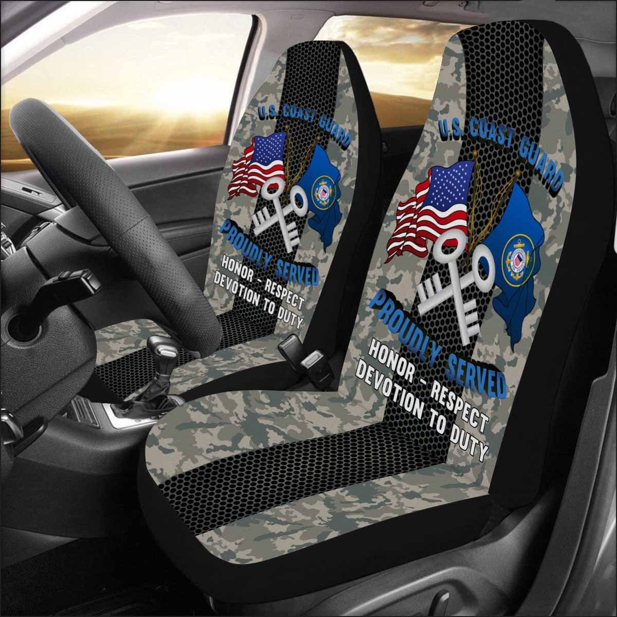 US Coast Guard Storekeeper SK Logo Proudly Served - Car Seat Covers (Set of 2)-SeatCovers-USCG-Rate-Veterans Nation