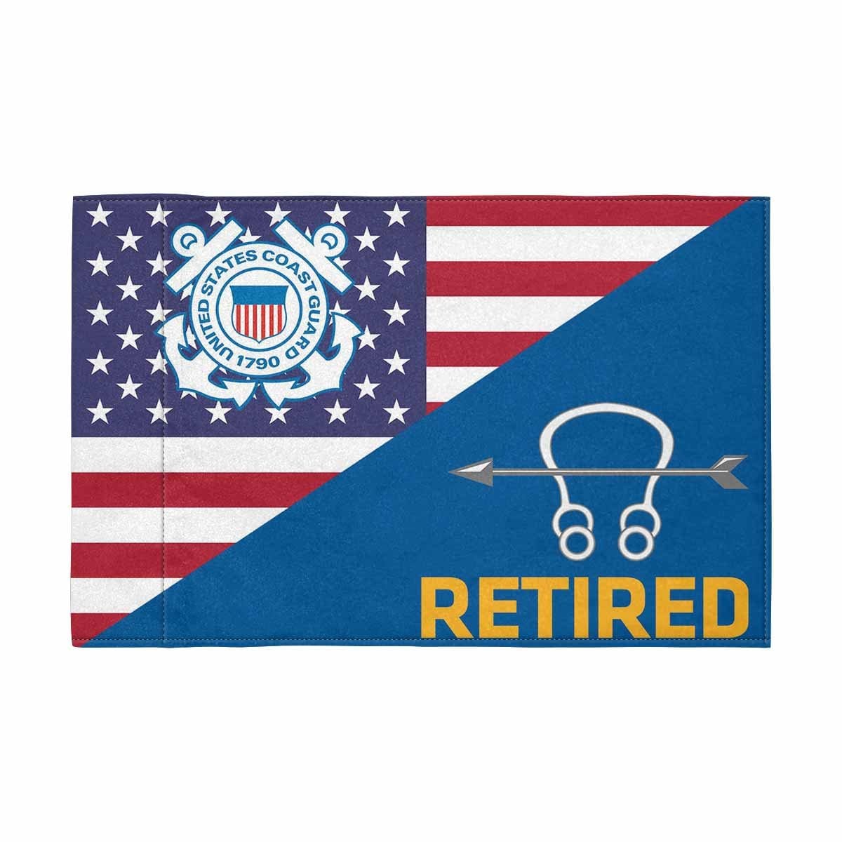 USCG ST Retired Motorcycle Flag 9" x 6" Twin-Side Printing D01-MotorcycleFlag-USCG-Veterans Nation