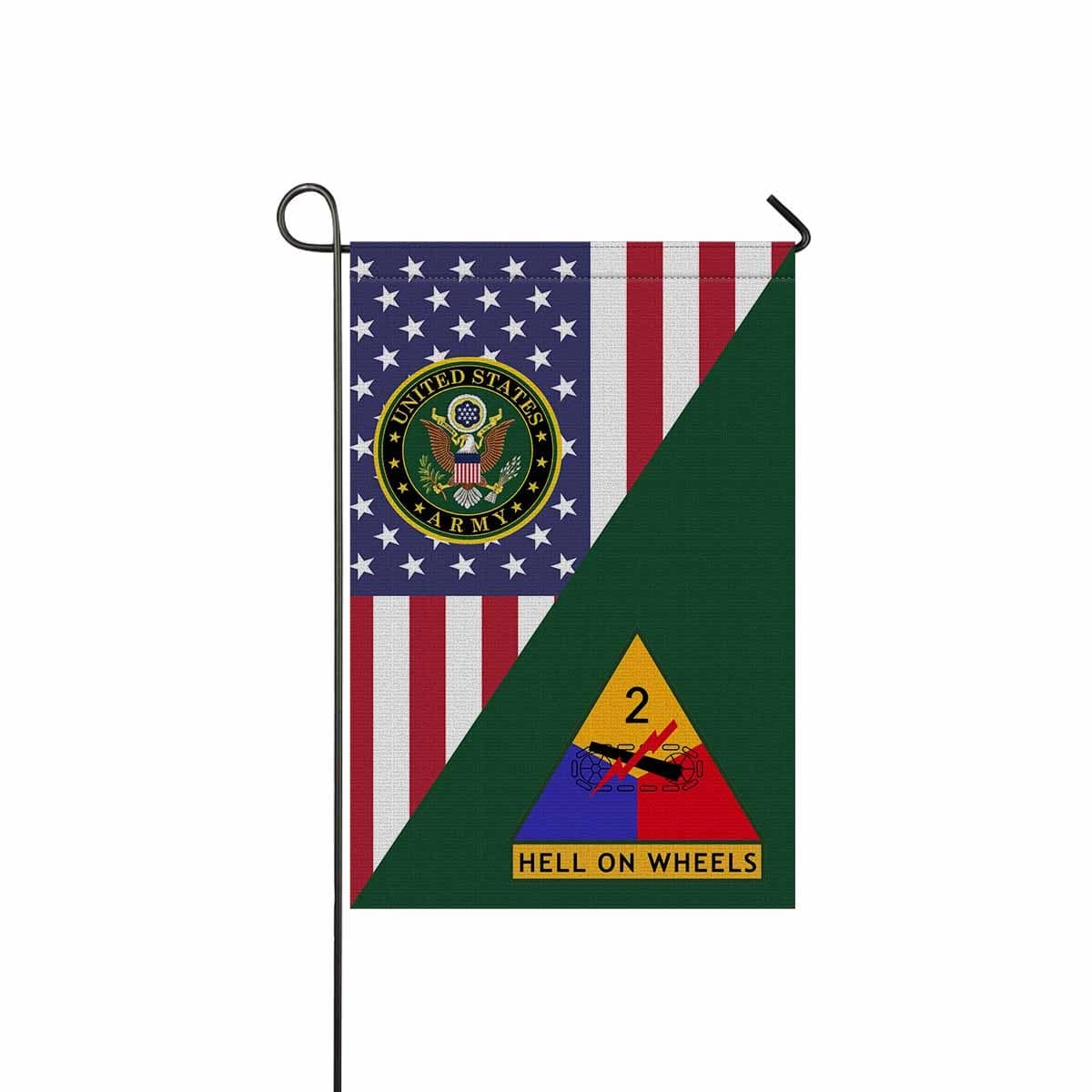 U.S. Army 2nd Armored Division Garden Flag/Yard Flag 12 inches x 18 inches Twin-Side Printing-GDFlag-Army-CSIB-Veterans Nation