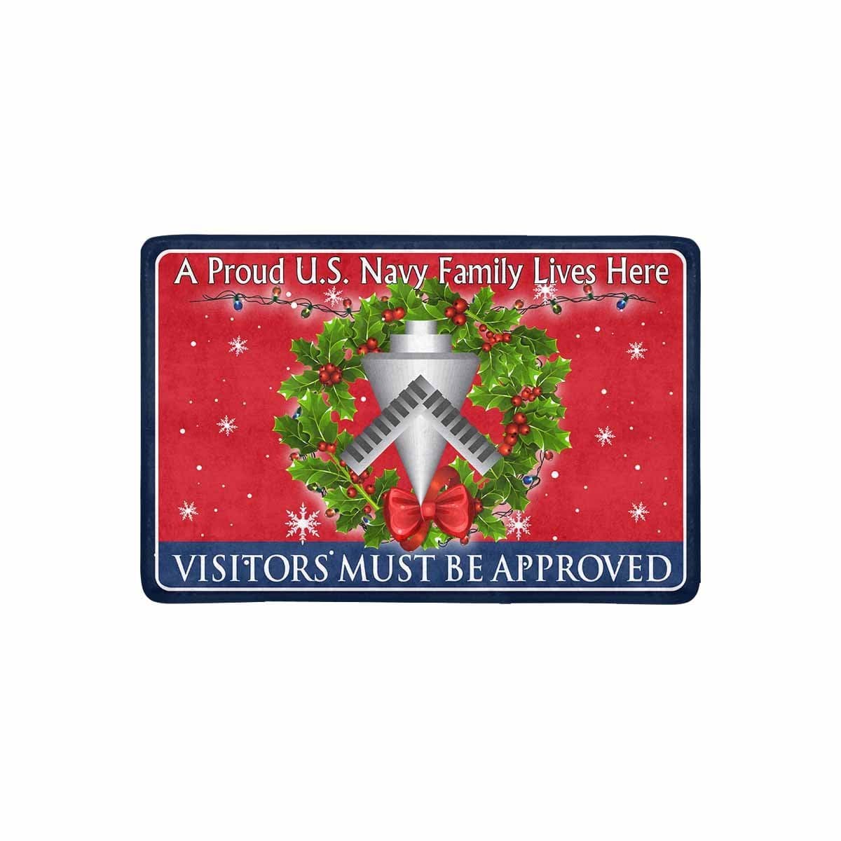 U.S Navy Builder Navy BU - Visitors must be approved - Christmas Doormat-Doormat-Navy-Rate-Veterans Nation