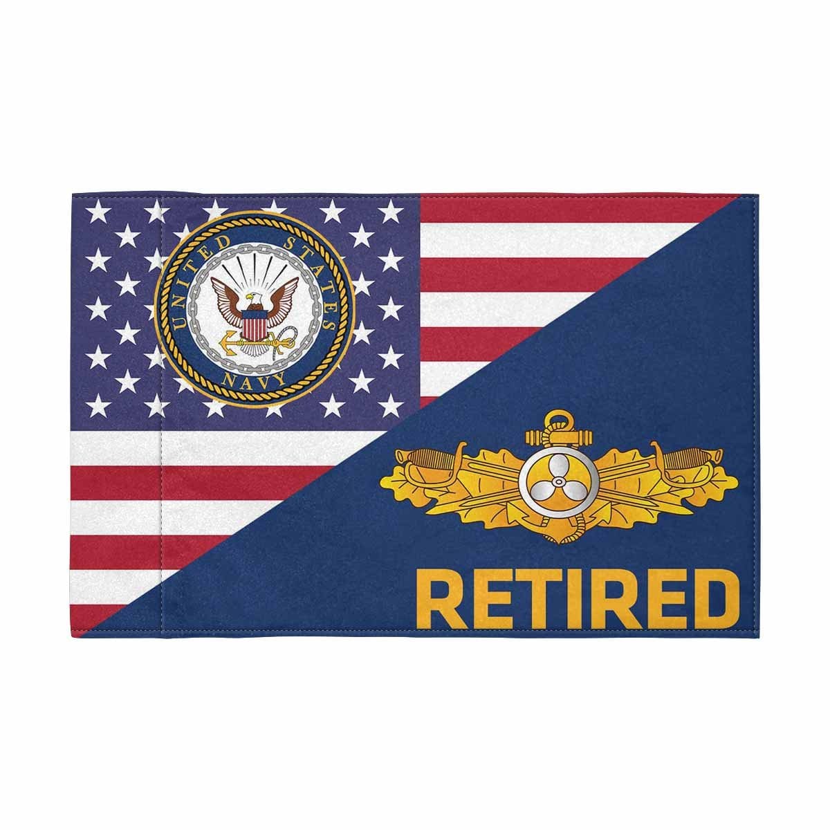 US Navy Engineering Duty Officer Retired Motorcycle Flag 9" x 6" Twin-Side Printing D01-MotorcycleFlag-Navy-Veterans Nation