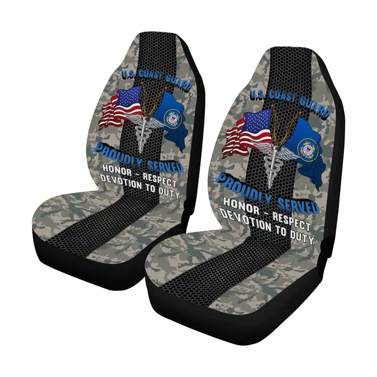 US Coast Guard Health Services Technician HS Logo Proudly Served - Car Seat Covers (Set of 2)-SeatCovers-USCG-Rate-Veterans Nation