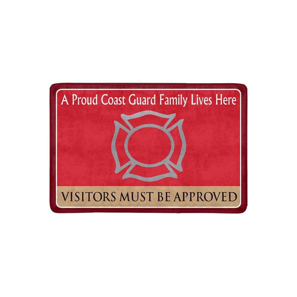US Coast Guard Fire and Safety Specialist FF Logo Family Doormat - Visitors must be approved (23.6 inches x 15.7 inches)-Doormat-USCG-Rate-Veterans Nation