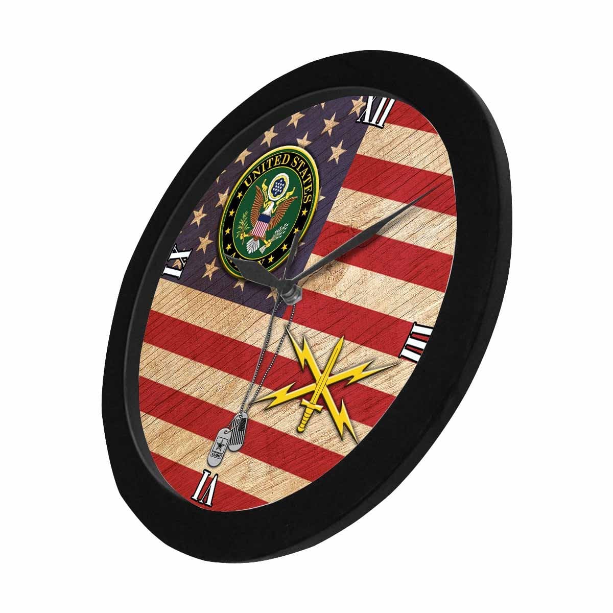 US Army Cyber Corps Black Wall Clock-WallClocks-Army-Branch-Veterans Nation