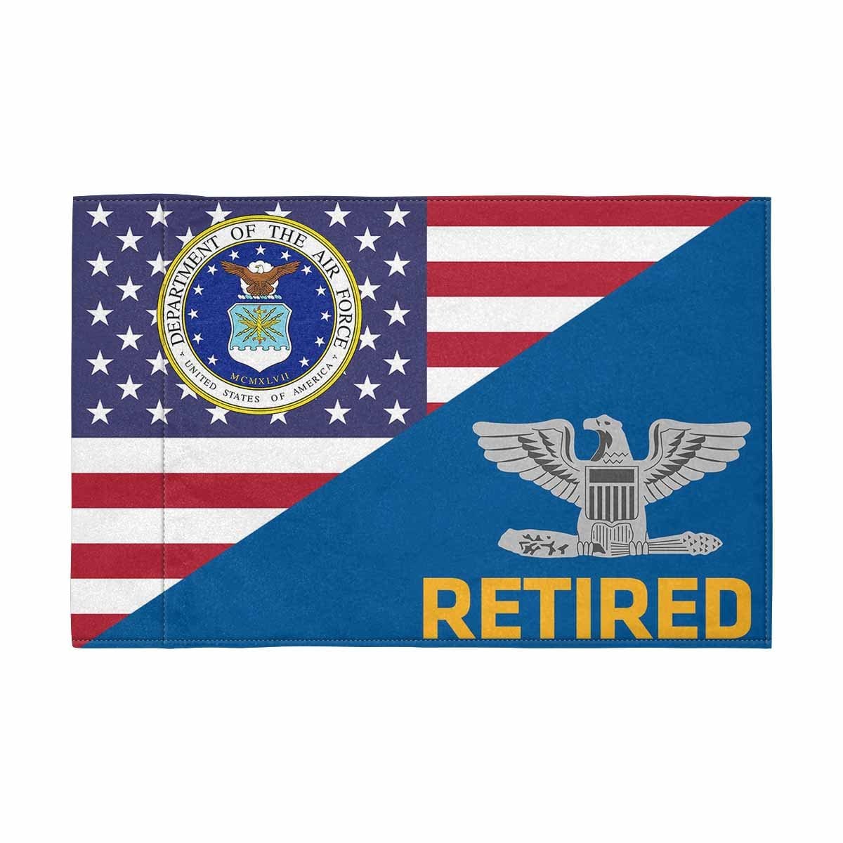 US Air Force O-6 Retired Motorcycle Flag 9" x 6" Twin-Side Printing D01-MotorcycleFlag-USAF-Veterans Nation