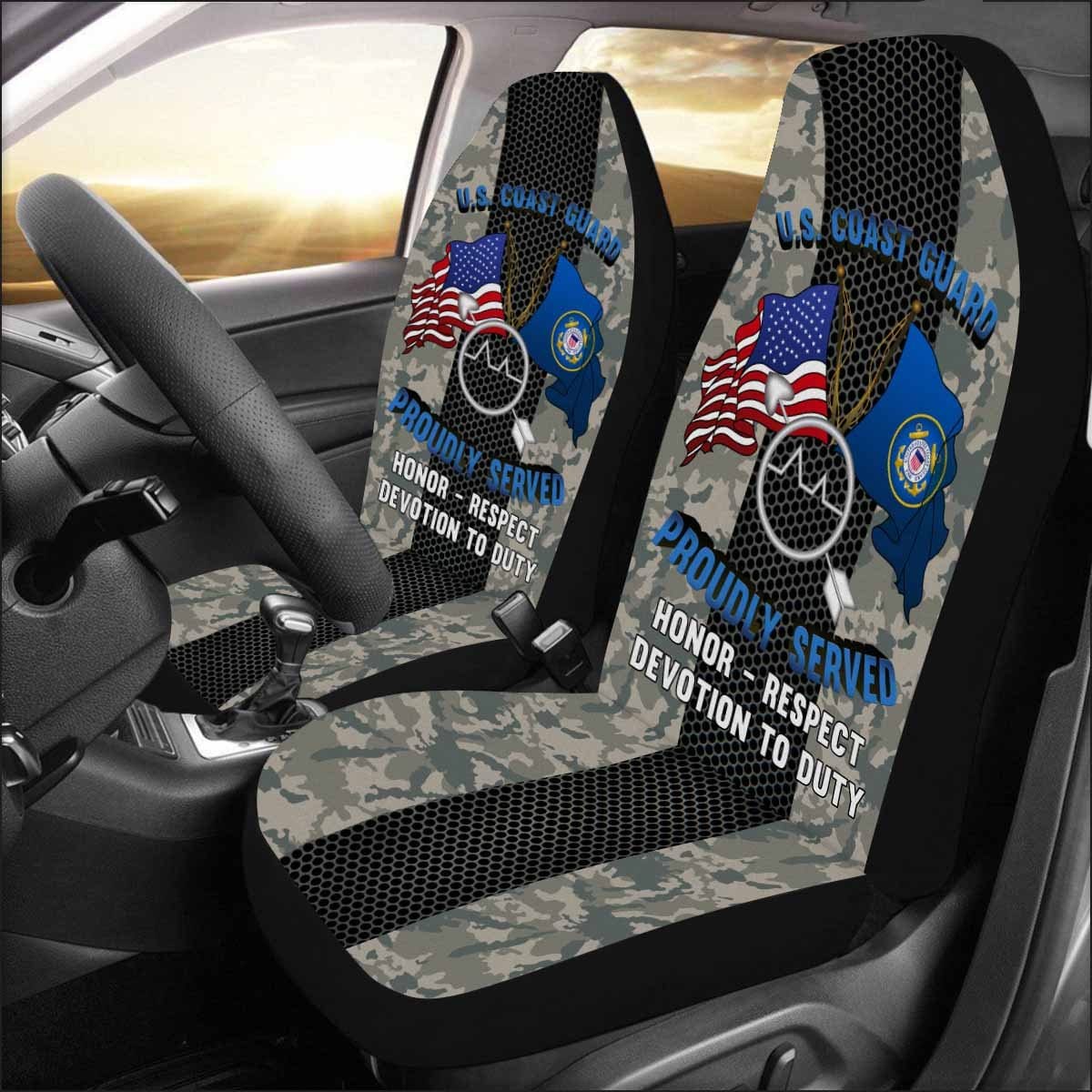 US Coast Guard Operations Specialist OS Logo Proudly Served - Car Seat Covers (Set of 2)-SeatCovers-USCG-Rate-Veterans Nation