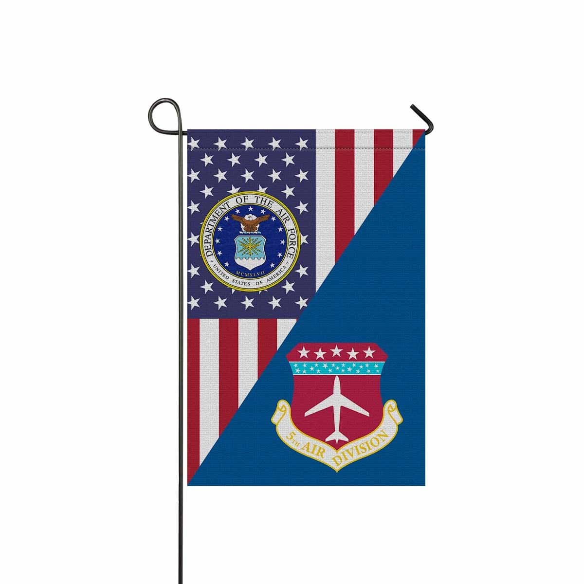 US Air Force 5th Air Division Garden Flag/Yard Flag 12 inches x 18 inches Twin-Side Printing-GDFlag-USAF-AirDivision-Veterans Nation