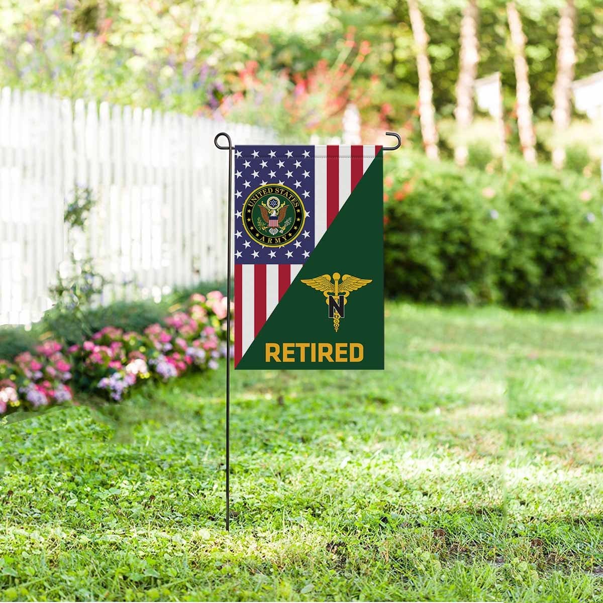 US Army Nurse Corps Retired Garden Flag/Yard Flag 12 Inch x 18 Inch Twin-Side Printing-GDFlag-Army-Branch-Veterans Nation